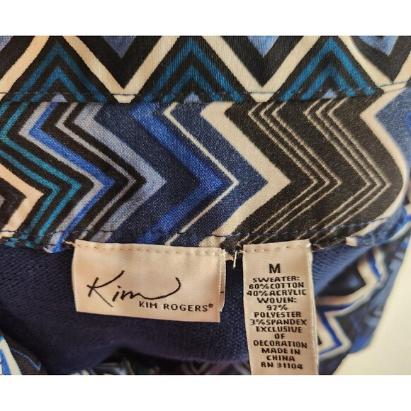 Kim Rogers Women's M Blue 3/4 Sleeve Belted Cardigan Sweater 2-fer Look RETRO - Picture 2 of 11
